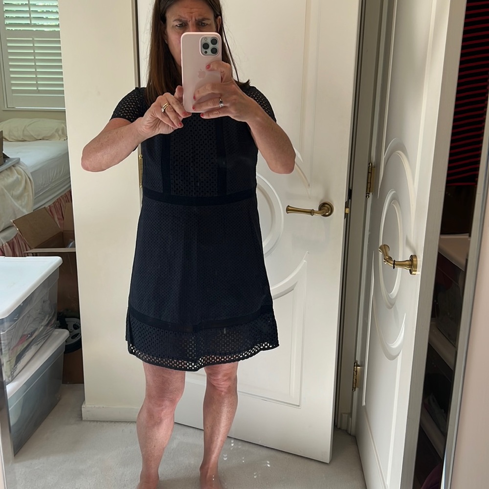 Navy Eyelet dress - tag fell off but I believe it was Ann Taylor brand